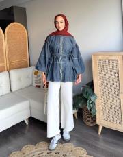 taşlı jean gömlek 2